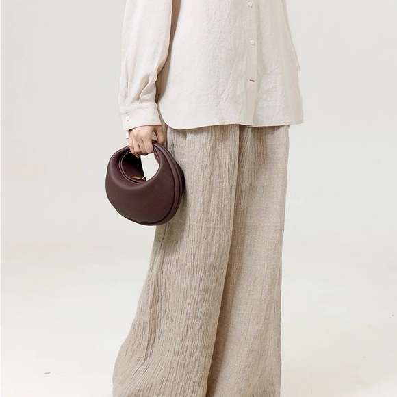 Vegan Luna Crescent Leather Bag Burgundy - Picture 4 of 9